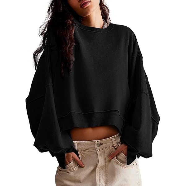 トップス Lifes Cropped Sweat Pullover Women Lightweight Cropped Sweatshirt Loose Fit Casual